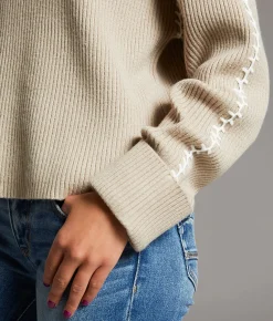 Tops | BKE Prep Edit - Whipstitch Sweater Cobblestone