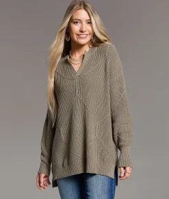 BKE Prep Edit - Window Pane Ribbed Sweater Vetiver Outlet
