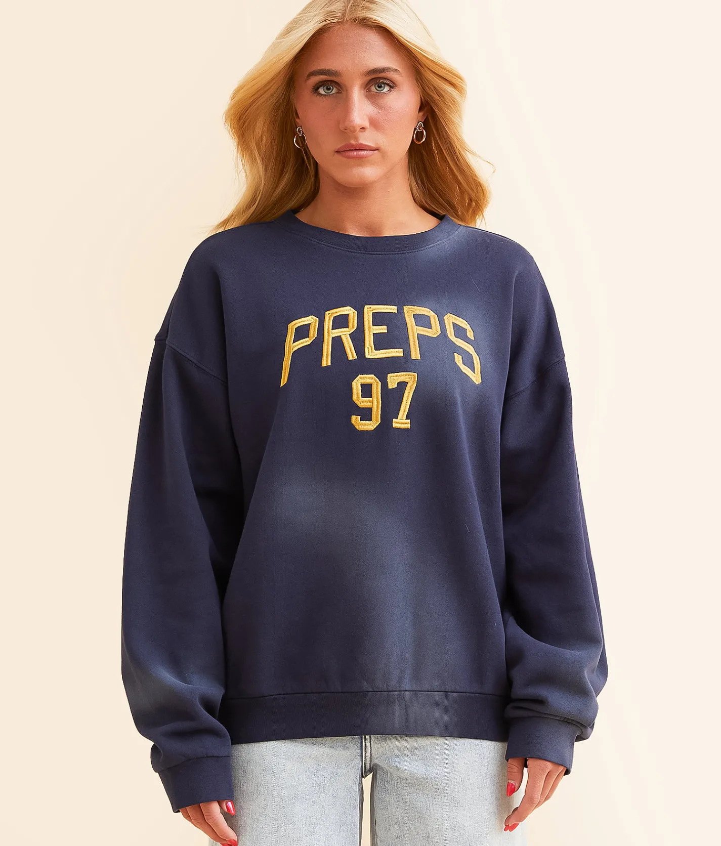 Tops | Modish Rebel Preps Pullover Navy Blue