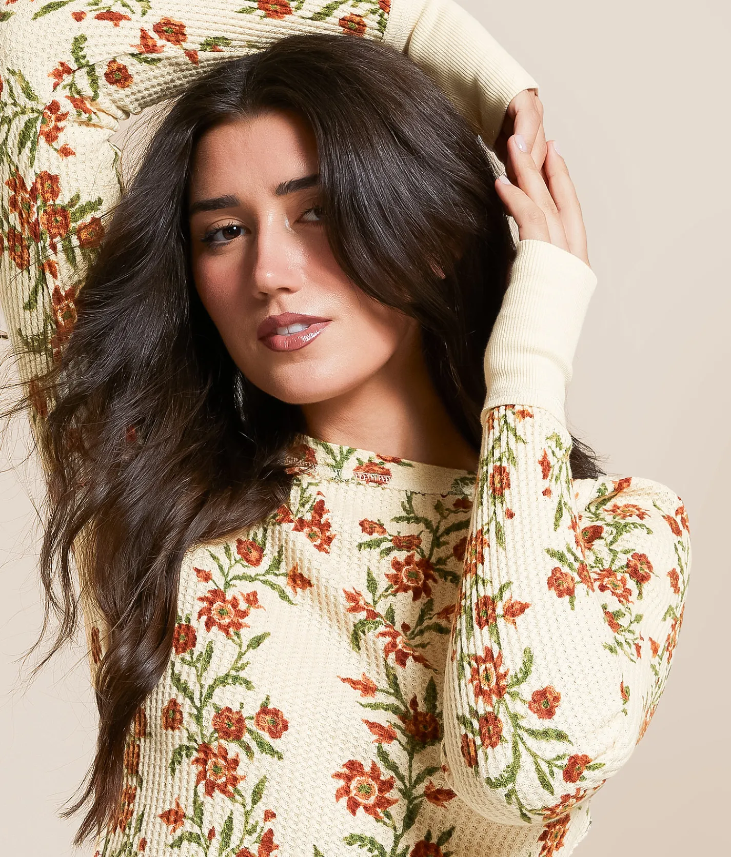 Tops | Free People Pretty Little Thermal Sand Combo Folk Vine