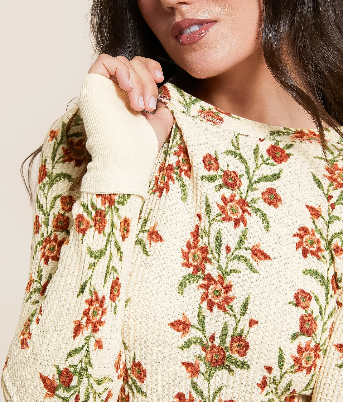 Tops | Free People Pretty Little Thermal Sand Combo Folk Vine