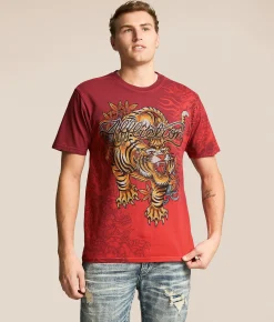 Affliction Primitive Wrath T-Shirt Mars Red Pigment Dye Best