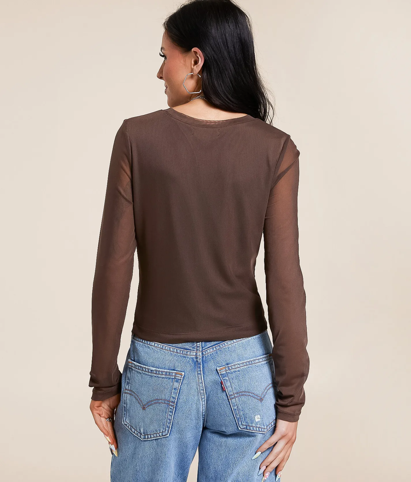 Tops | Gilded Intent Printed Mesh Top Abstract Print