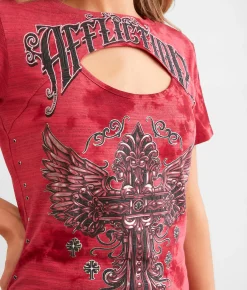 Tops | Affliction Prophecy Lace-Up T-Shirt Rain Forest Lava Wash
