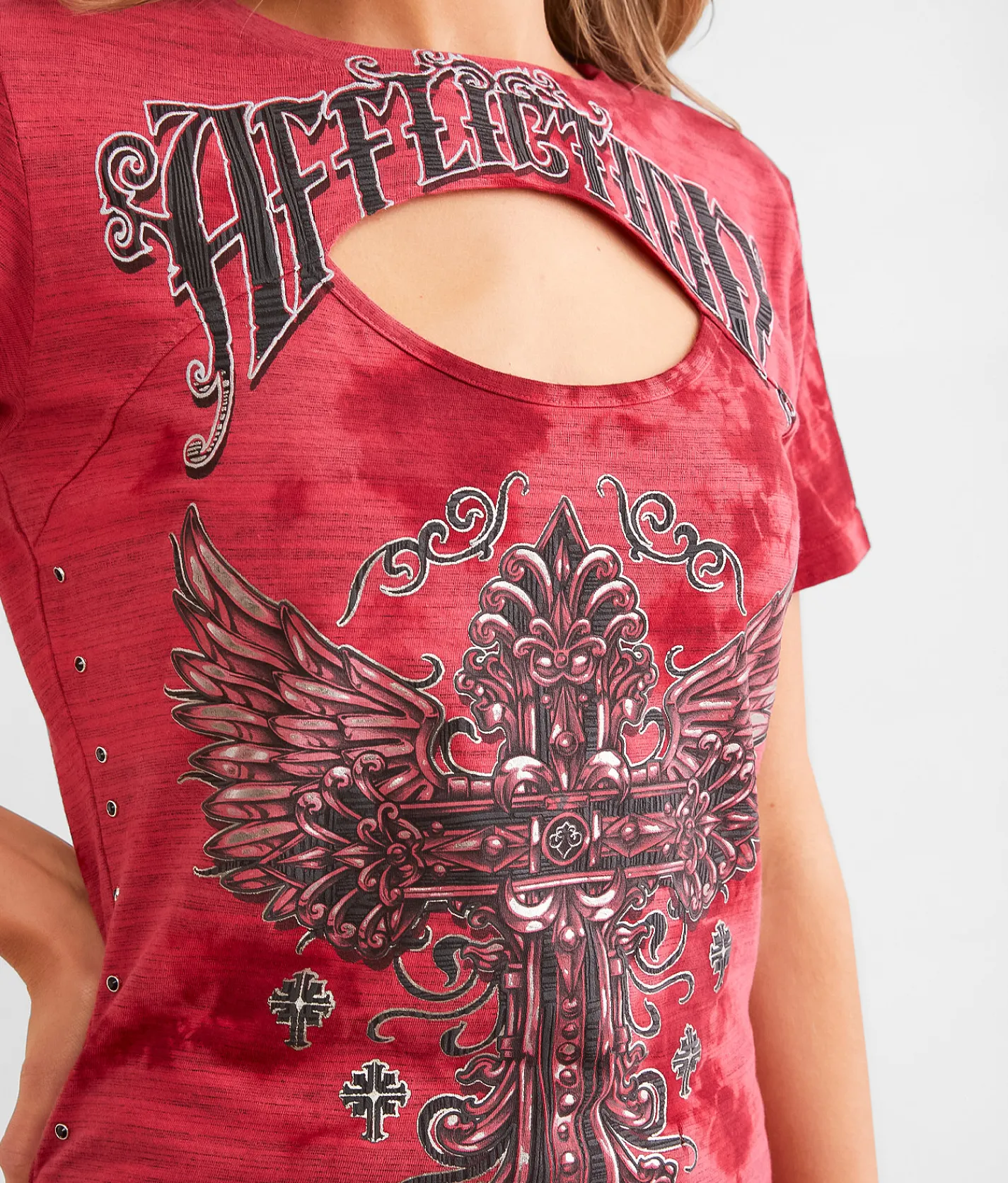 Tops | Affliction Prophecy Lace-Up T-Shirt Rain Forest Lava Wash