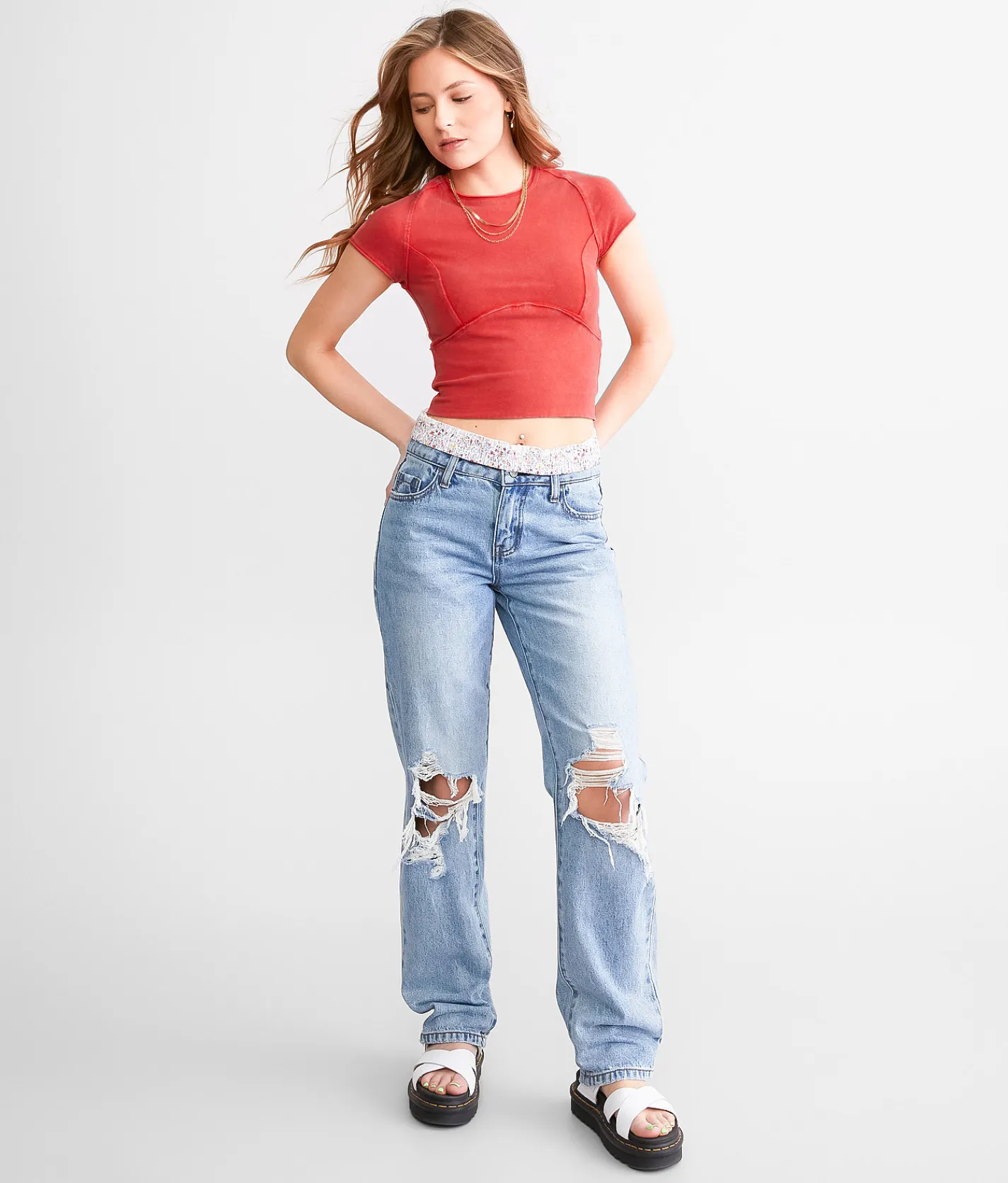 Tops | Free People Protagonist Cropped T-Shirt Dream Blue
