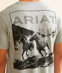 Ariat Pryor Horses T-Shirt Limestone Clearance
