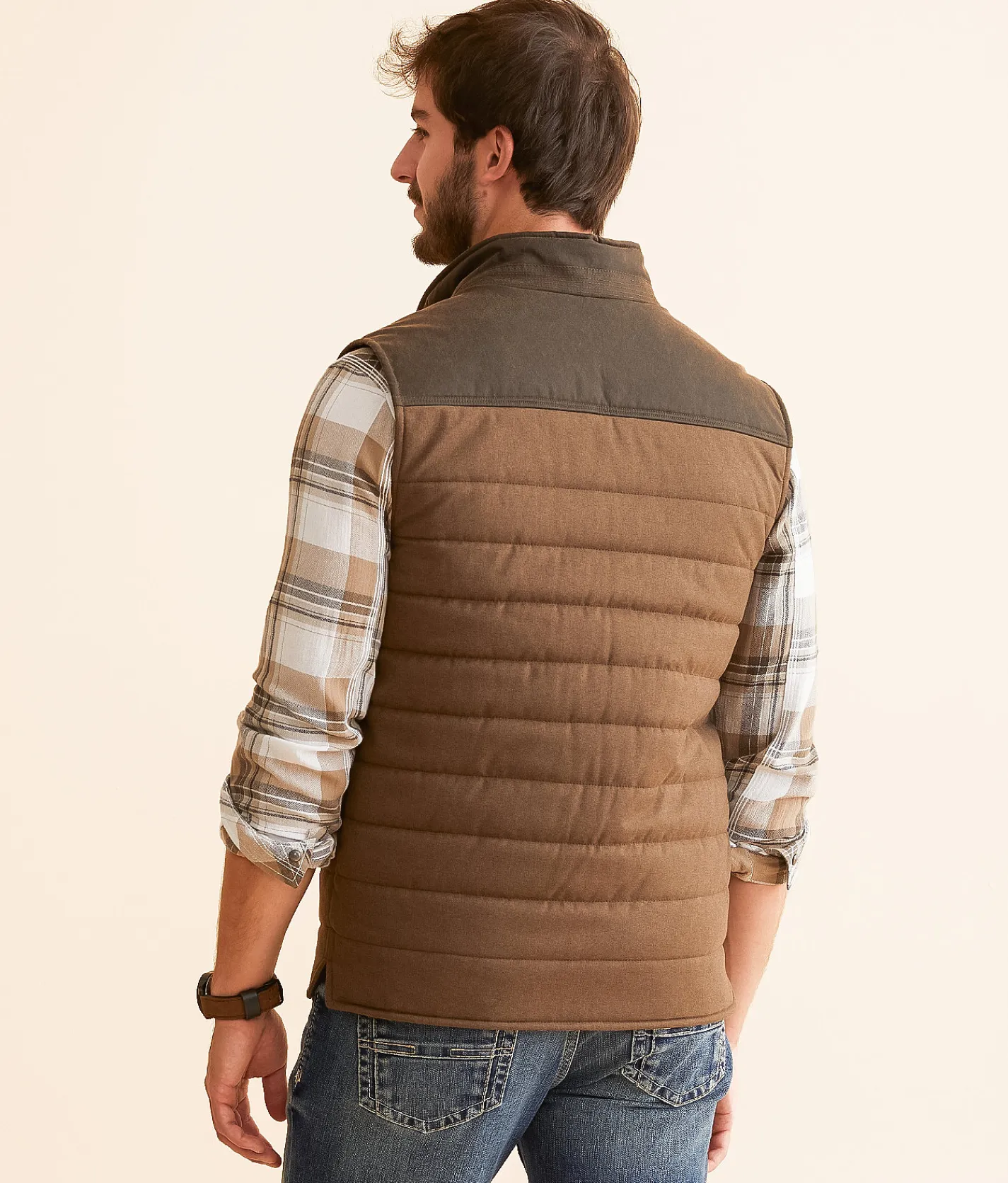 BKE Puffer Blocked Vest Brown