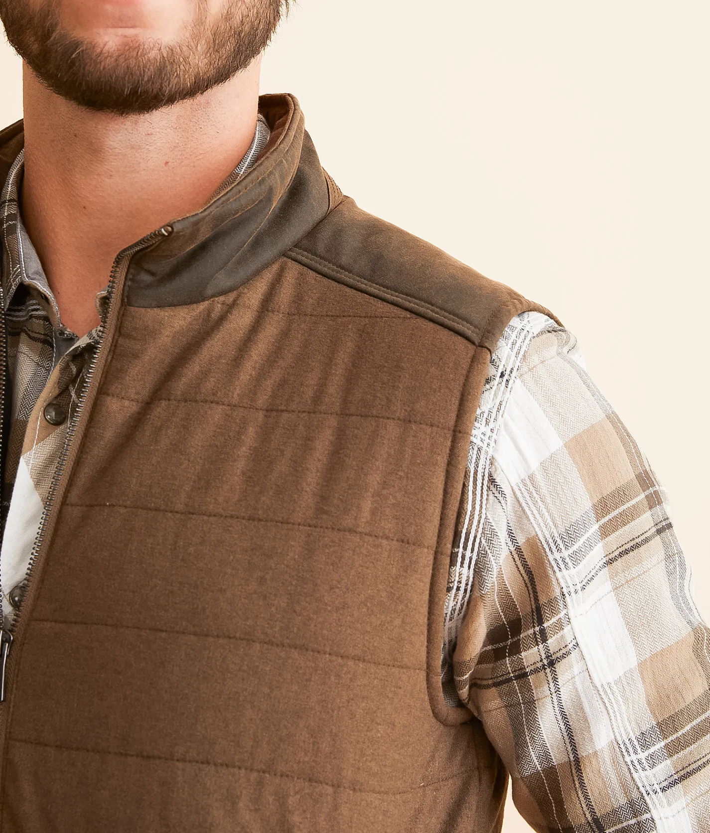BKE Puffer Blocked Vest Brown