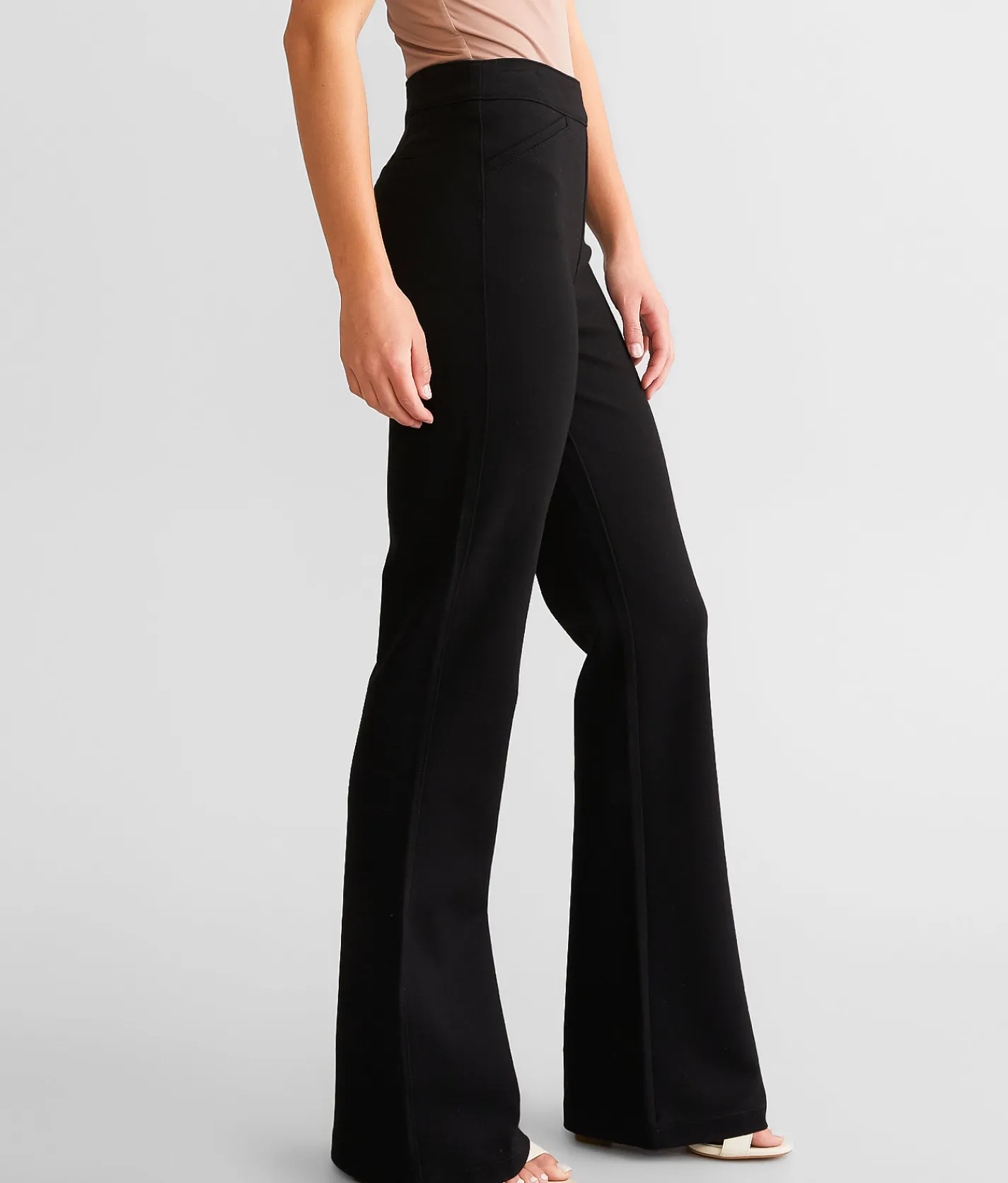 Buckle Black Pull On Flare Stretch Pant Black Online