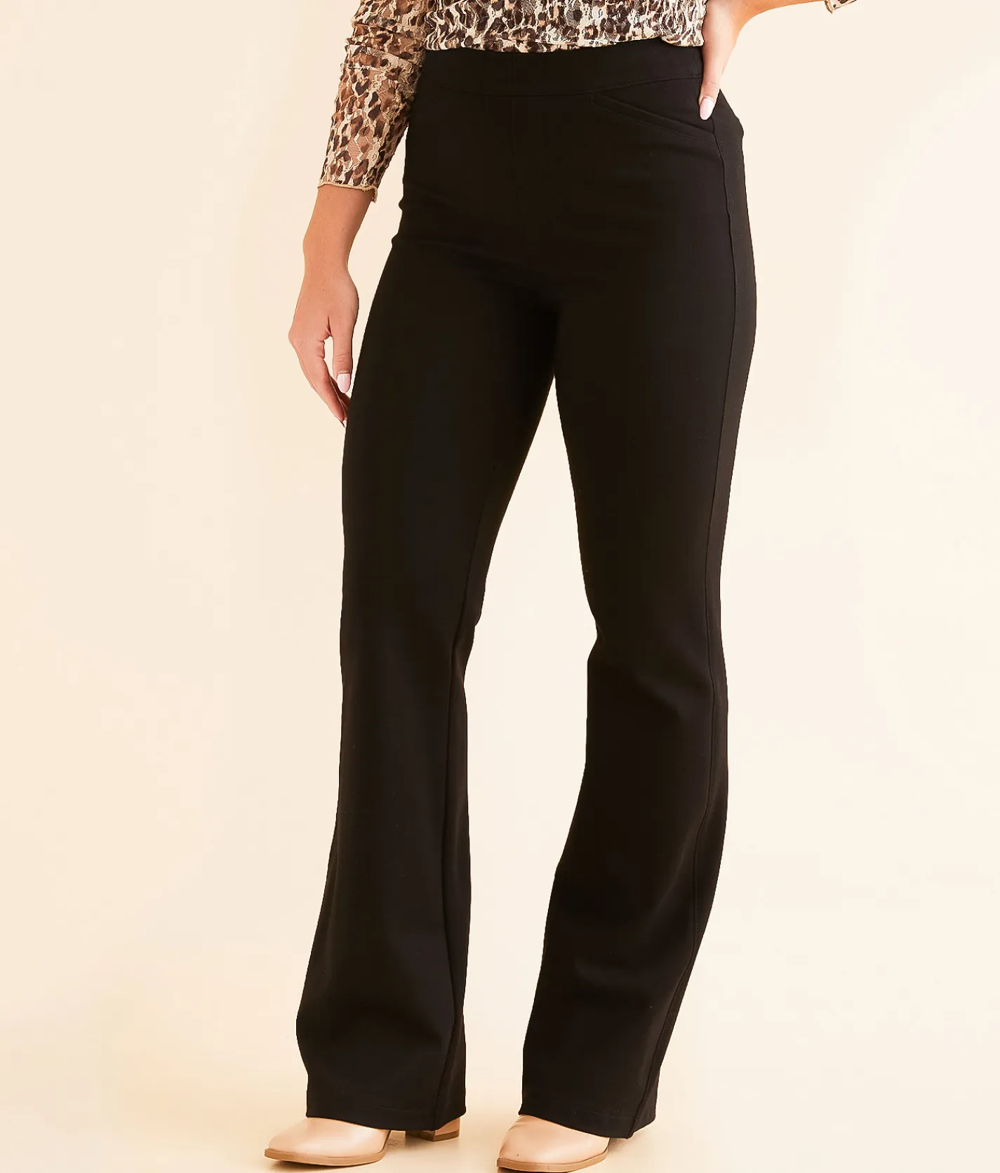 Buckle Black Pull-On Trouser Pant Black Discount