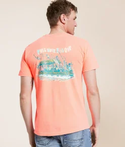 Old Row Pull Your Tikis Out T-Shirt Neon Red Orange Discount