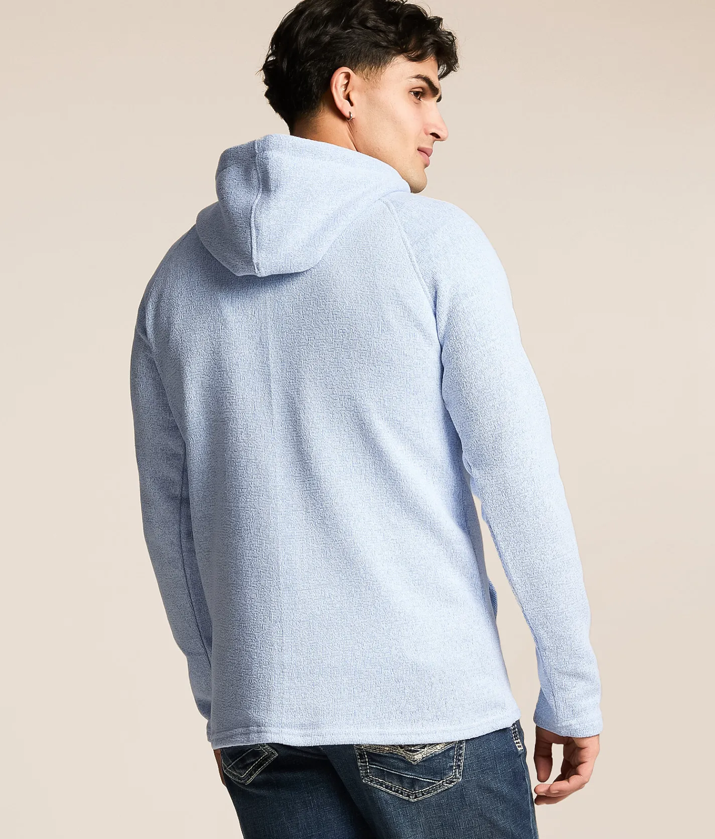Tops | Departwest Quarter Zip Hooded Sweatshirt Blue