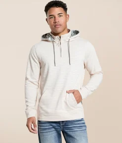 Tops | Departwest Quarter Zip Hooded Sweatshirt Summer Sand