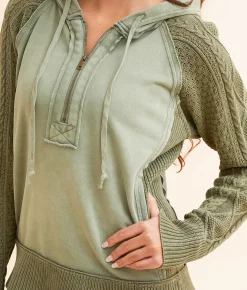 Tops | BKE Quarter Zip Hooded Sweatshirt Sea Spray