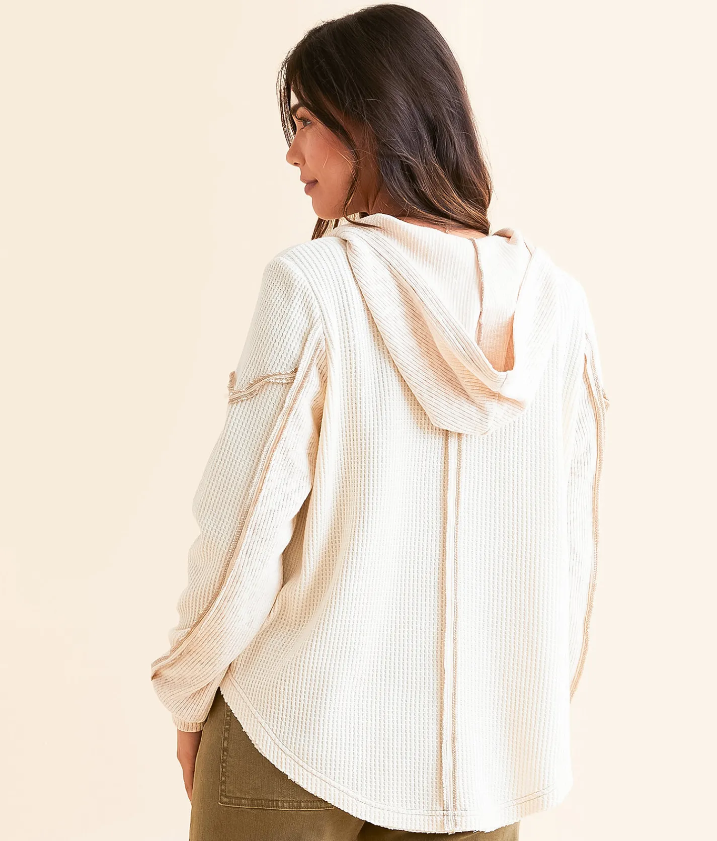 Tops | BKE Quarter Zip Hoodie Cream