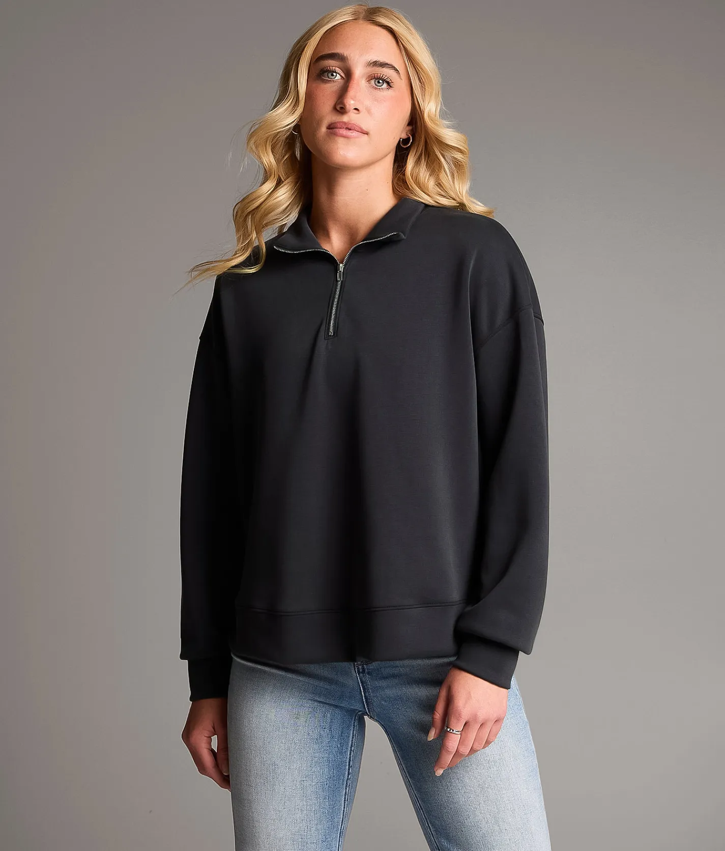 Tops | BKE Quarter Zip Pullover Forged Iron