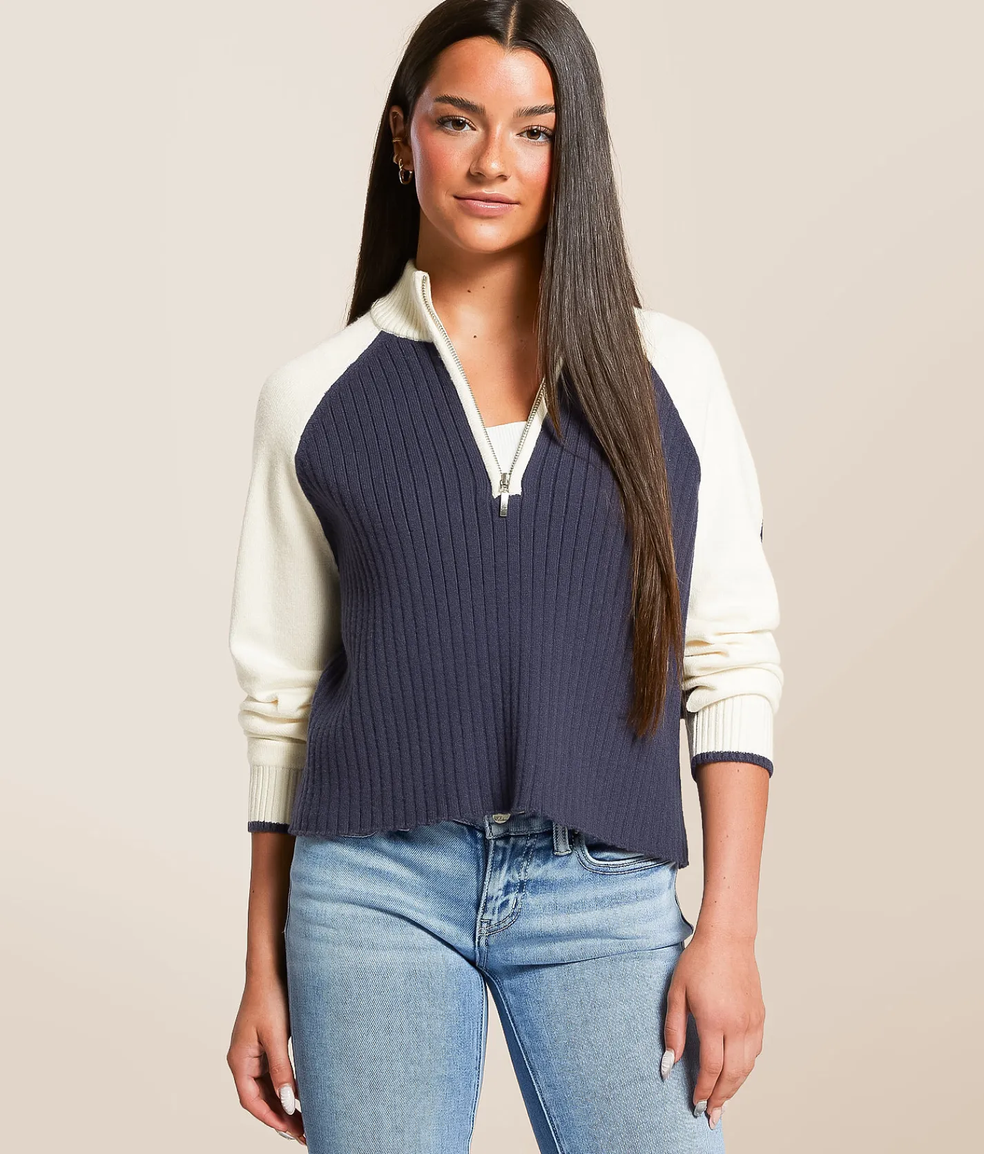 FITZ + EDDI Quarter Zip Pullover Mood Indigo Hot
