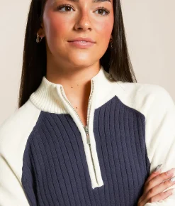 FITZ + EDDI Quarter Zip Pullover Mood Indigo Hot