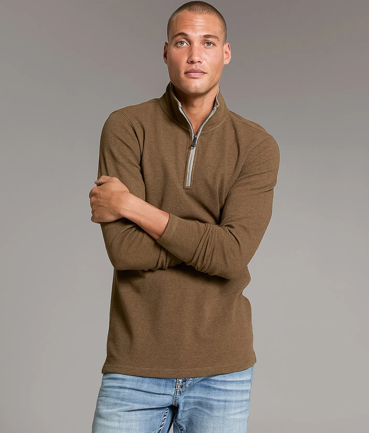 BKE Quarter Zip Pullover Brown Outlet