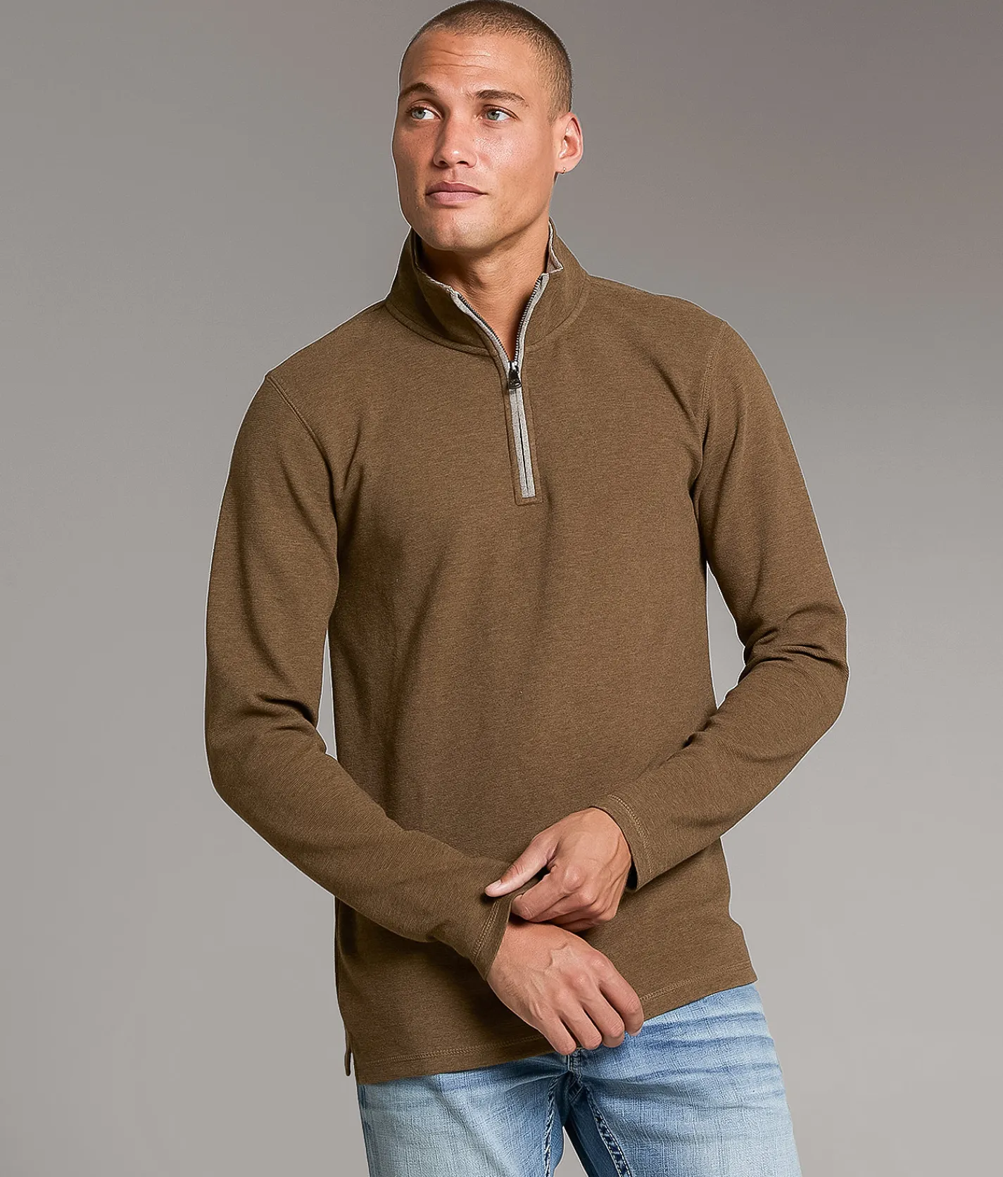 BKE Quarter Zip Pullover Brown Outlet