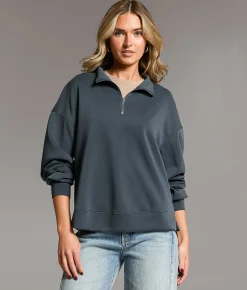 BKE Quarter Zip Pullover Dark Slate Sale