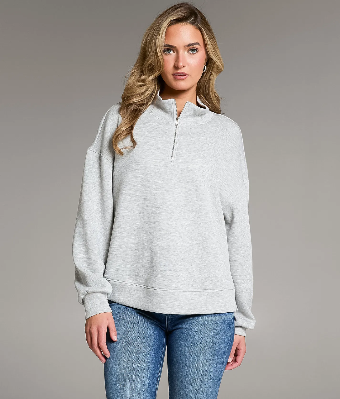 BKE Quarter Zip Pullover Heather Grey Outlet