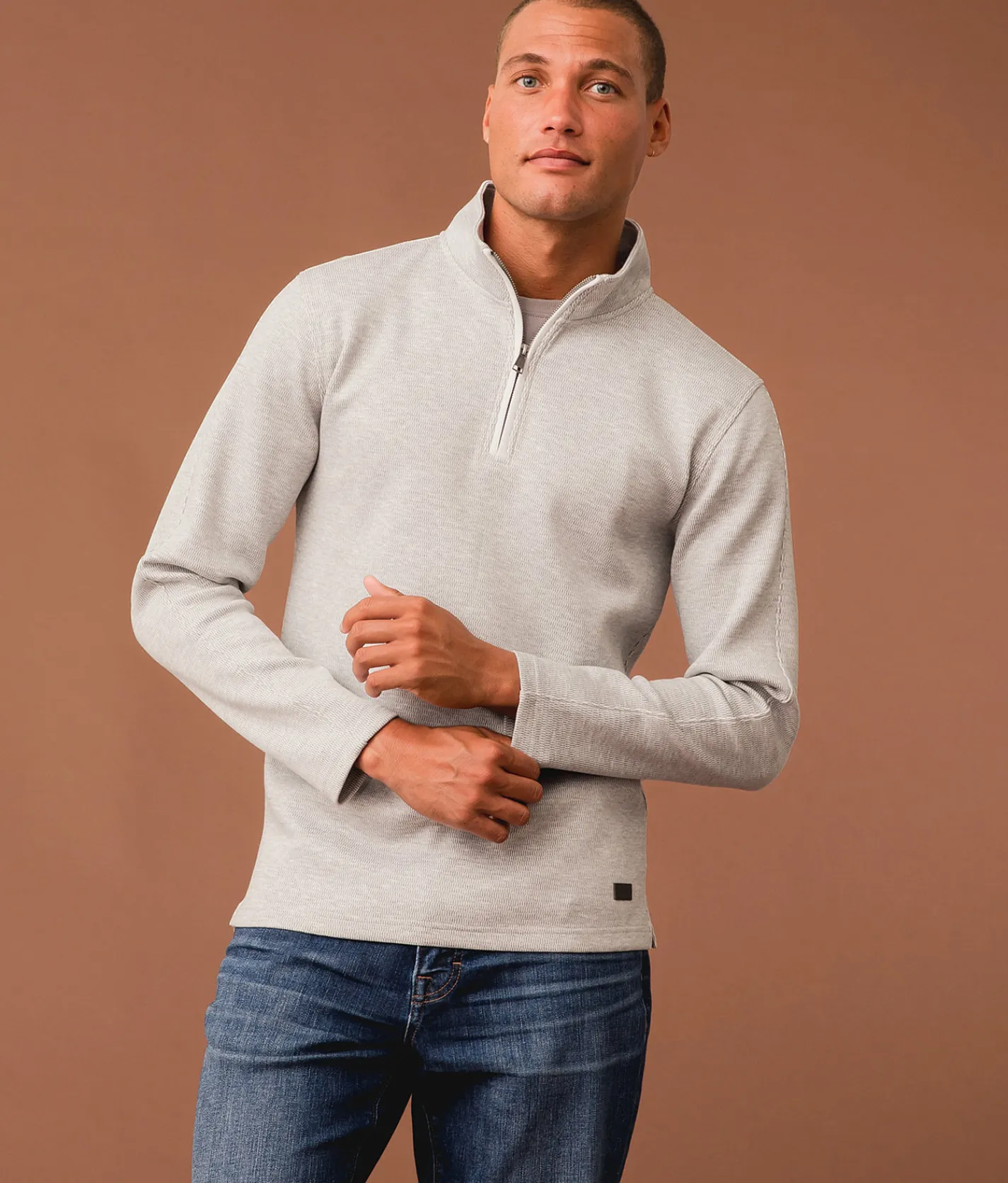 Outpost Makers Quarter Zip Pullover Light Grey