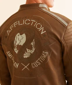 Coats & Jackets | Affliction Quickstrike Faux Leather Hooded Jacket Tan