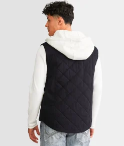 Coats & Jackets | BKE Quilted Canvas Hooded Vest Navy