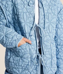 C&C California Quilted Chambray Jacket Light Wash Discount
