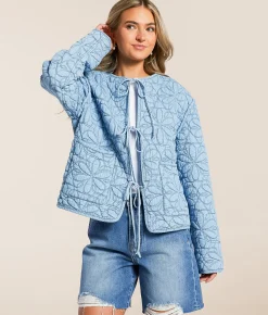 C&C California Quilted Chambray Jacket Light Wash Discount