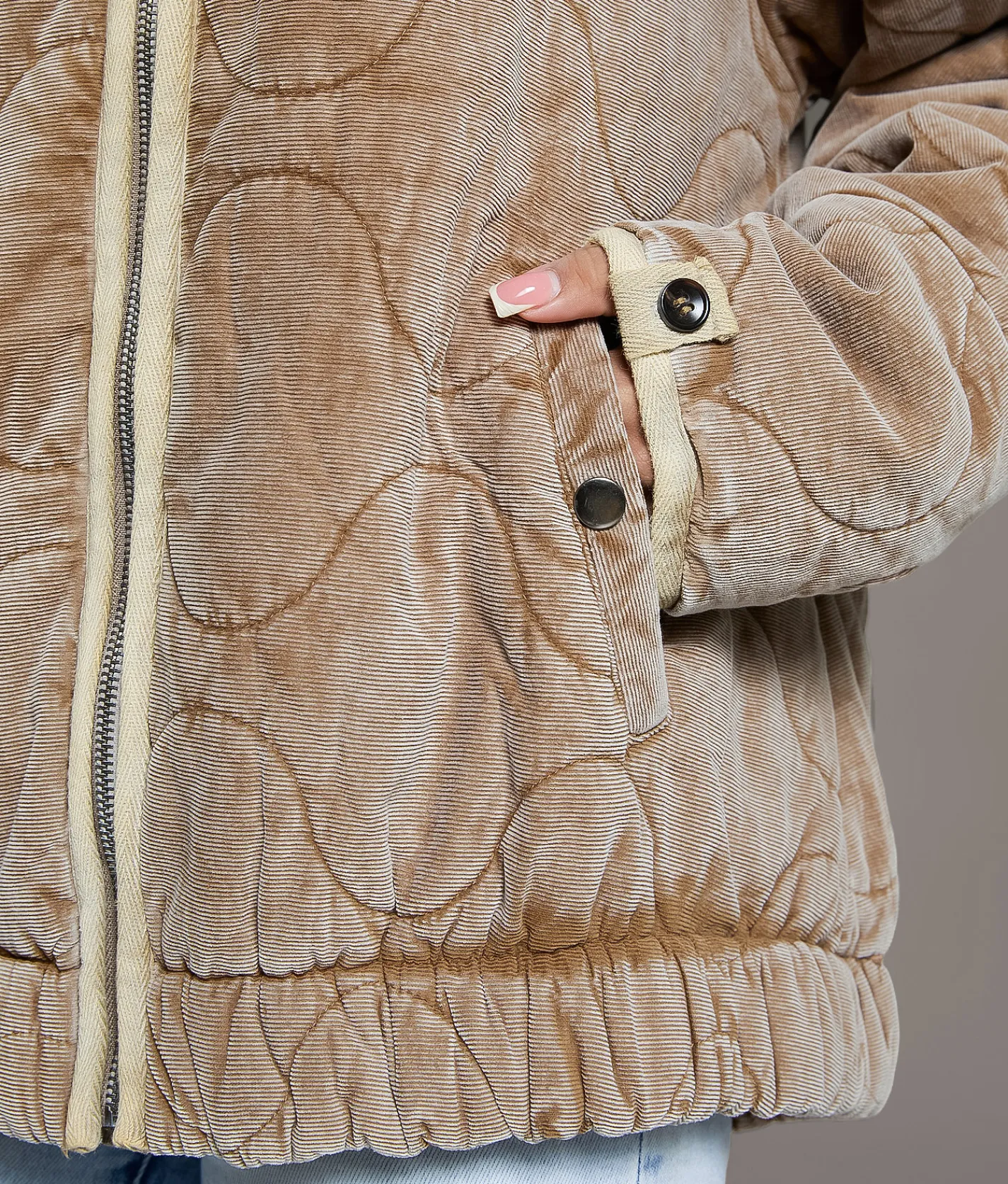 BKE Quilted Corduroy Jacket Washed Brown Discount