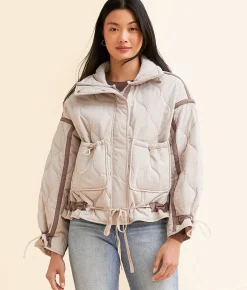 Hyfve Quilted Jacket Taupe Online