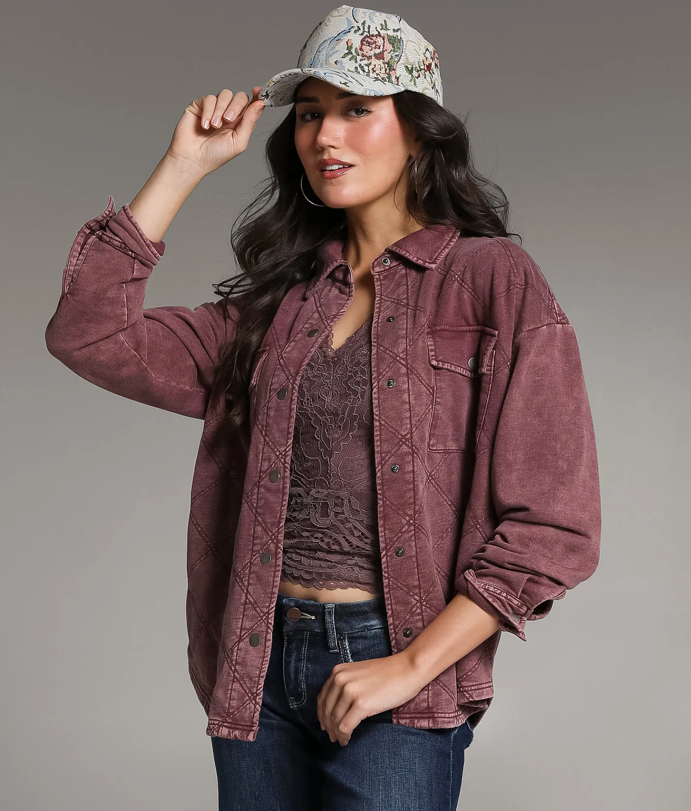 BKE Quilted Knit Shacket Andorra Sale