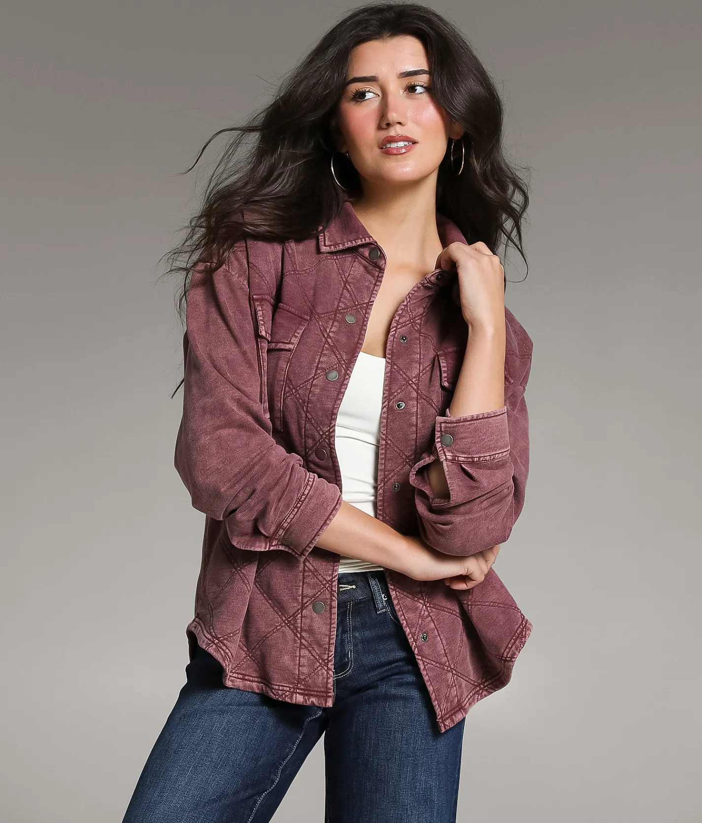 BKE Quilted Knit Shacket Andorra Sale
