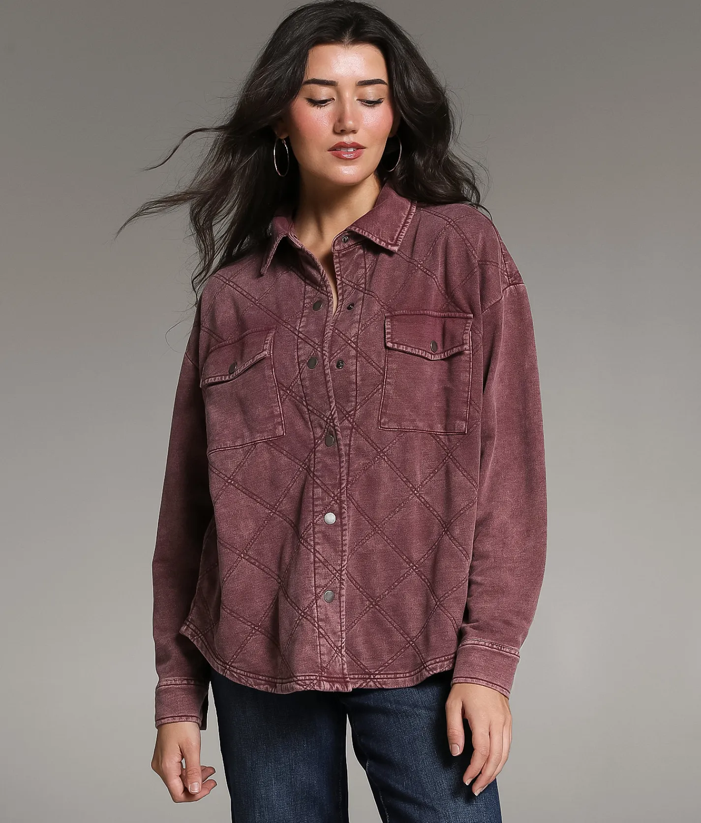 BKE Quilted Knit Shacket Andorra Sale