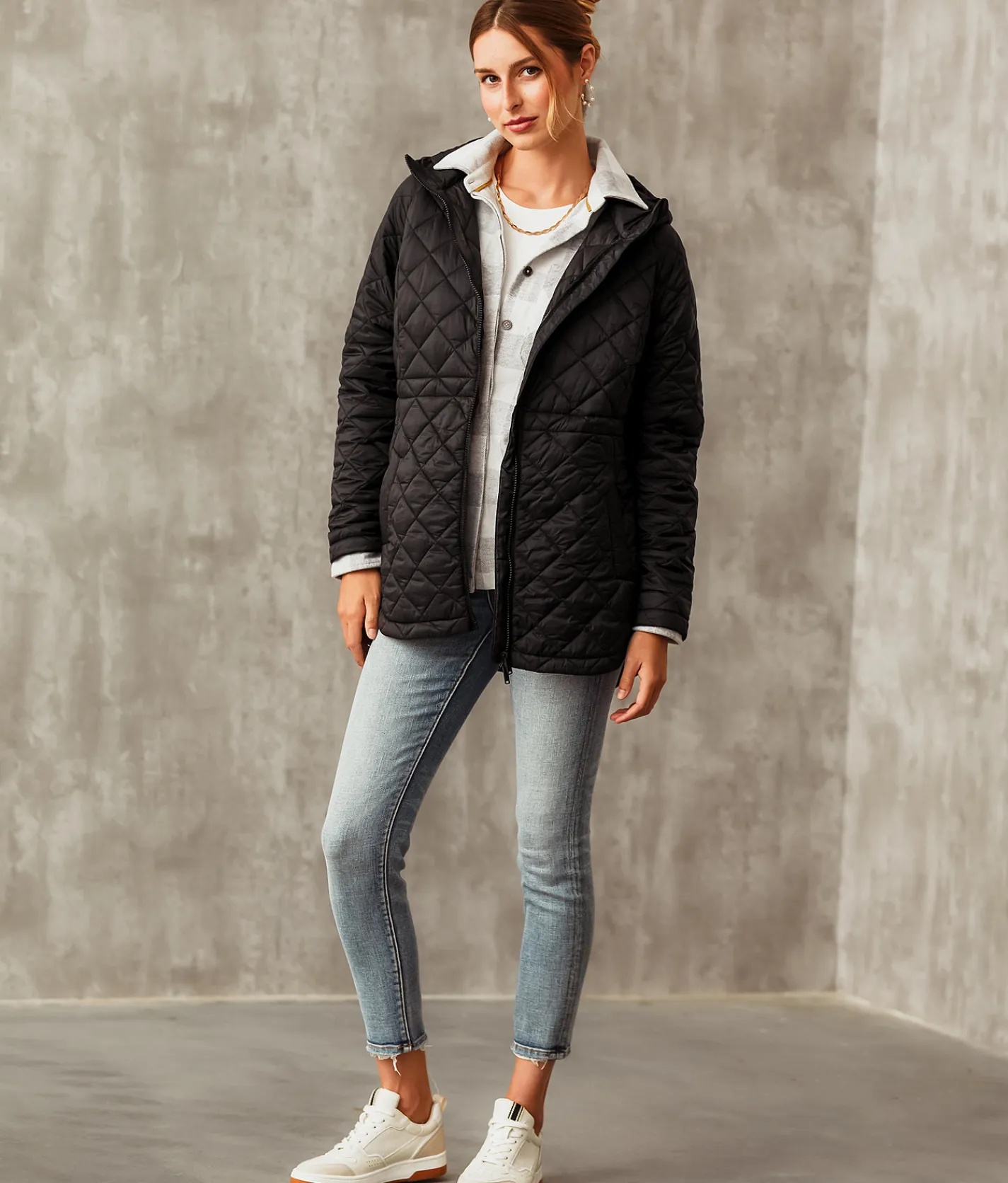 Buckle Black Quilted Puffer Jacket Black Online