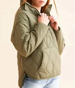 Tops | BKE Quilted Quarter Snap Pullover Olive