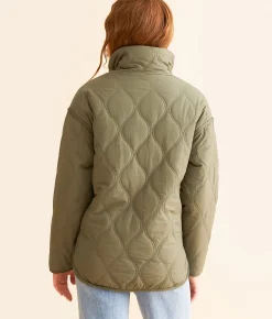 Tops | BKE Quilted Quarter Snap Pullover Olive