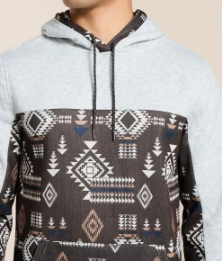 Departwest Quilted Southwestern Hooded Sweatshirt Java Hot