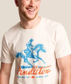 Pendleton Racehorse Vintage T-Shirt White Blue Best