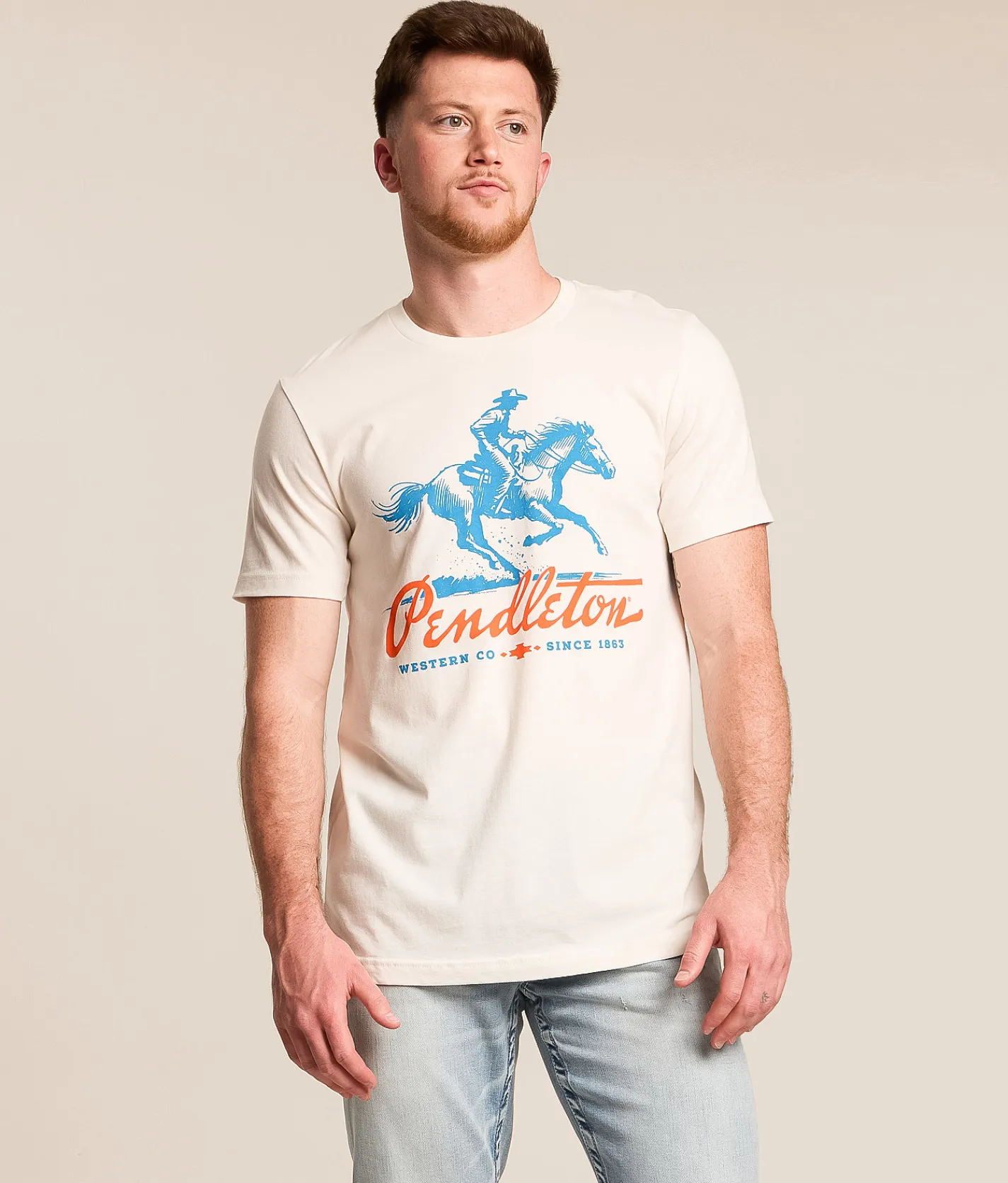 Pendleton Racehorse Vintage T-Shirt White Blue Best