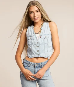 Tops|Coats & Jackets | Levi's® Racer Denim Cropped Vest Always Going to Change