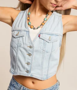 Tops|Coats & Jackets | Levi's® Racer Denim Cropped Vest Always Going to Change