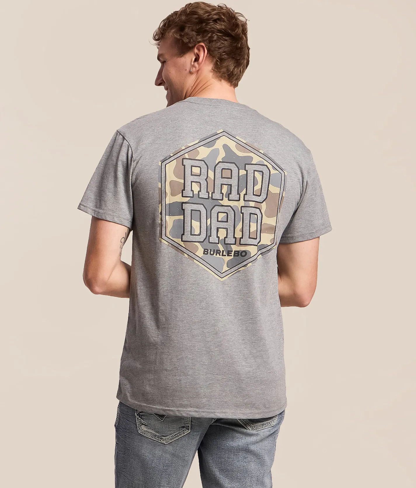 BURLEBO Rad Dad Deer Camo T-Shirt Dark Heather Grey Hot