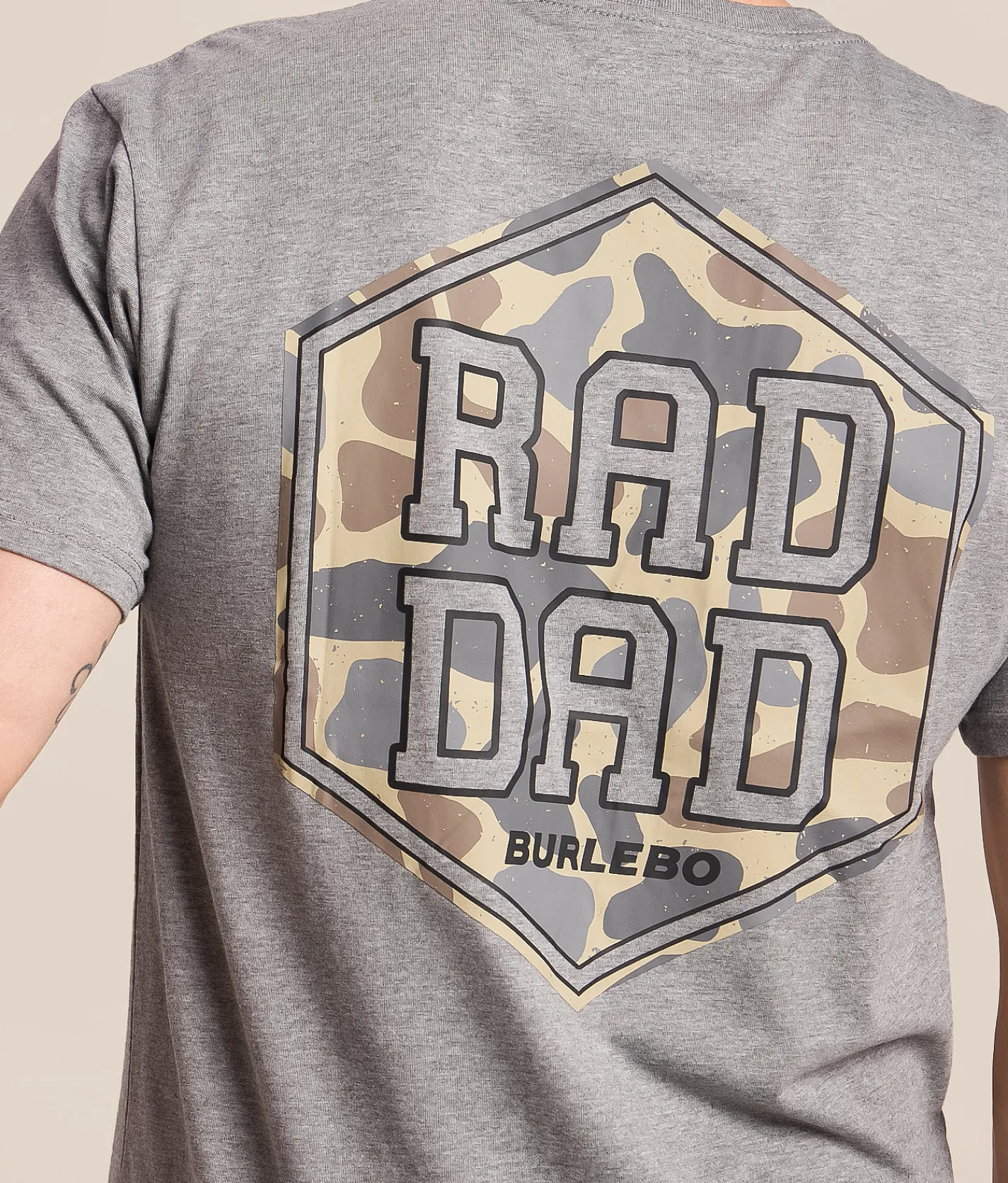 BURLEBO Rad Dad Deer Camo T-Shirt Dark Heather Grey Hot