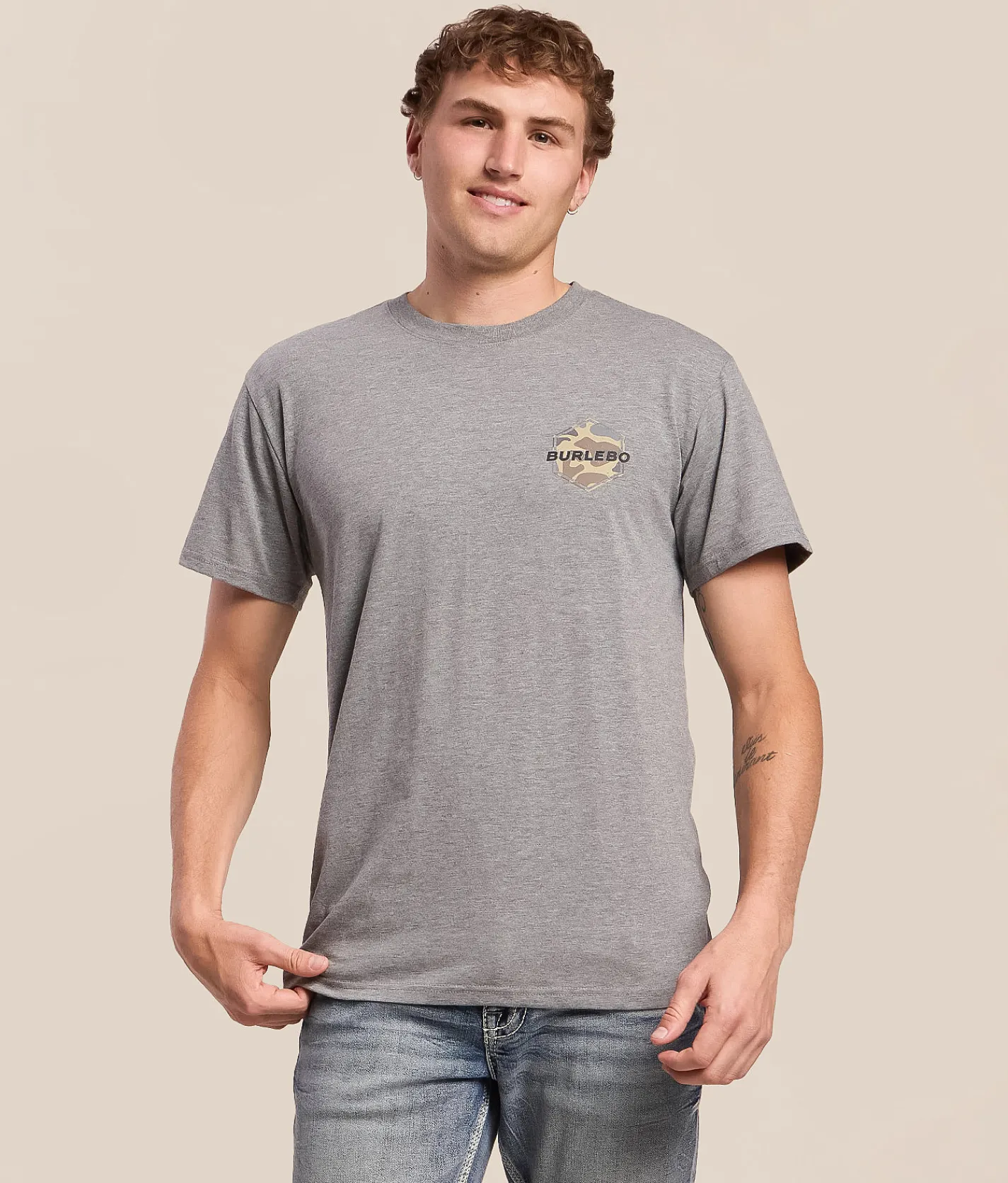 BURLEBO Rad Dad Deer Camo T-Shirt Dark Heather Grey Hot