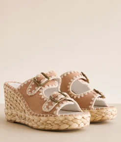 Oasis Society Rae Embroidered Wedge Sandal Camel