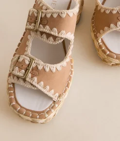 Oasis Society Rae Embroidered Wedge Sandal Camel